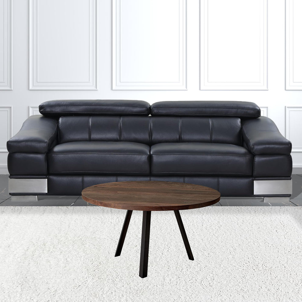 36" Brown And Black Round Coffee Table By Homeroots | Coffee Tables | Modishstore - 2