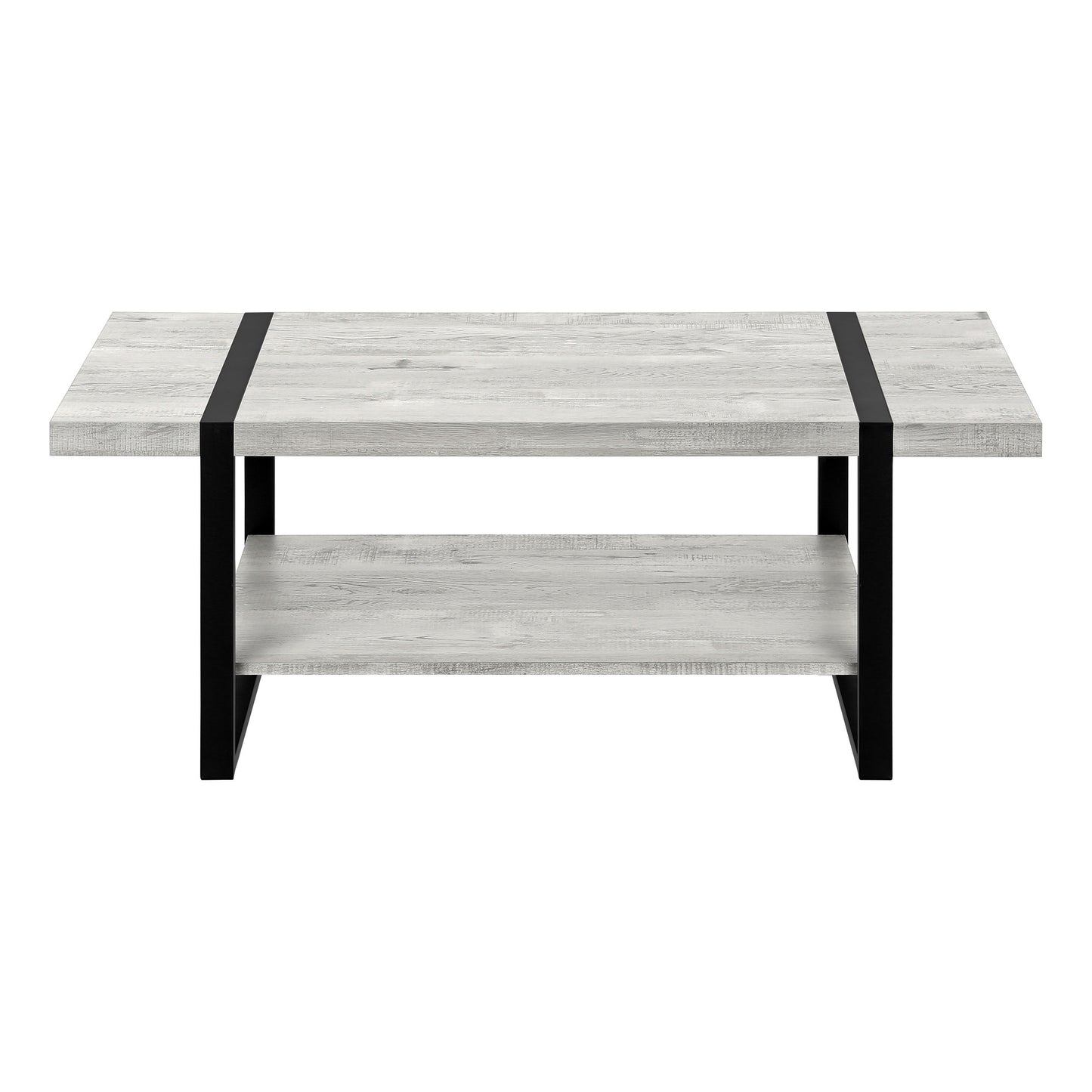 47" Grey And Black Rectangular Coffee Table With Shelf By Homeroots | Coffee Tables | Modishstore - 2