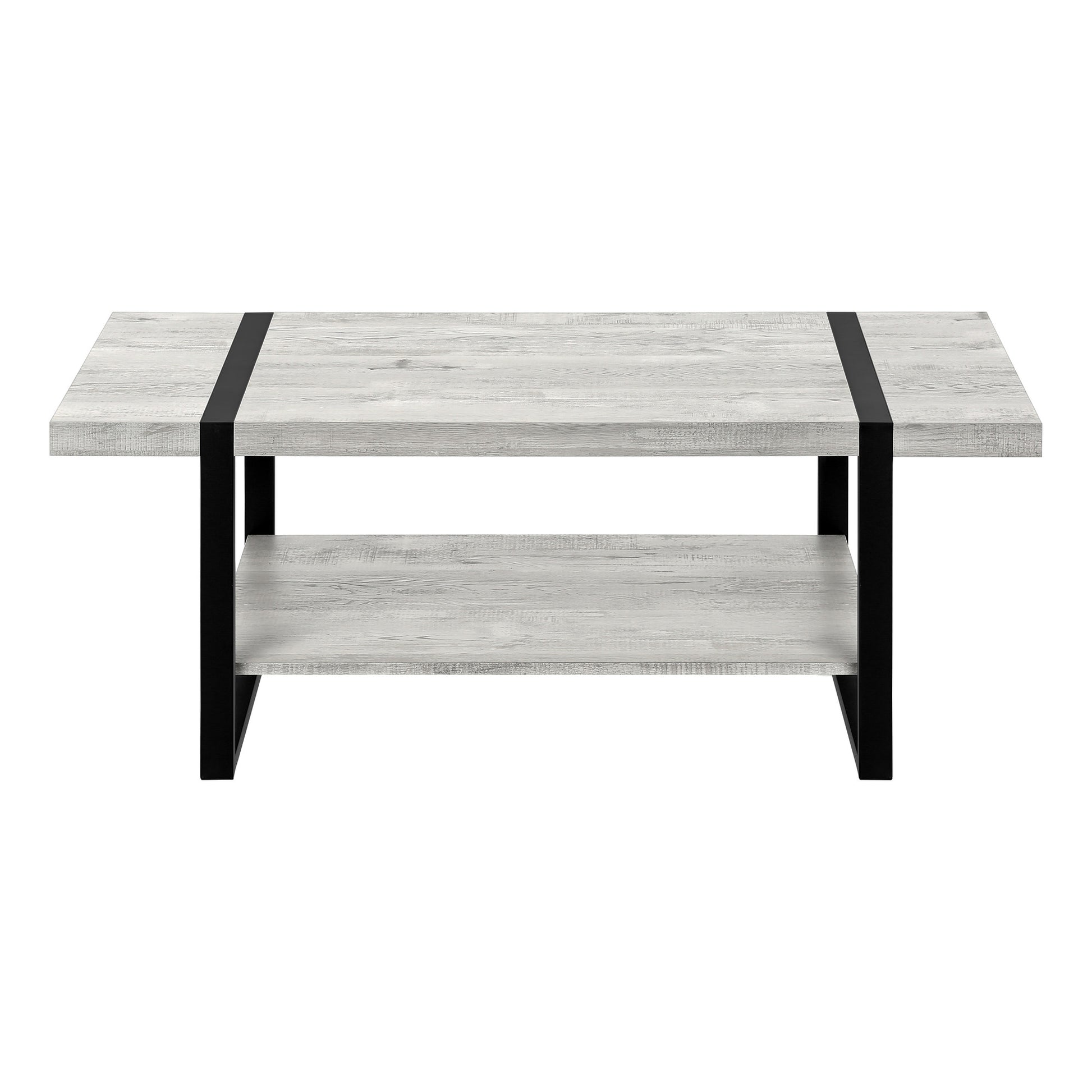 47" Grey And Black Rectangular Coffee Table With Shelf By Homeroots | Coffee Tables | Modishstore - 2