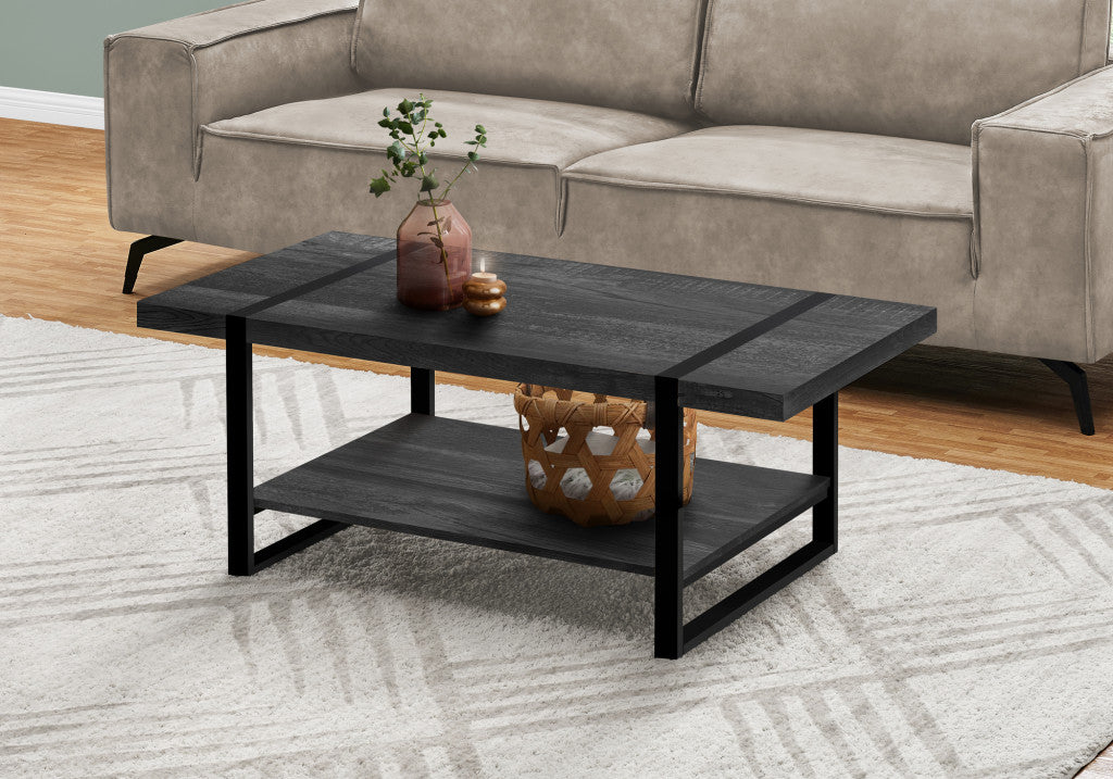 47" Black Rectangular Coffee Table With Shelf By Homeroots | Coffee Tables | Modishstore - 7