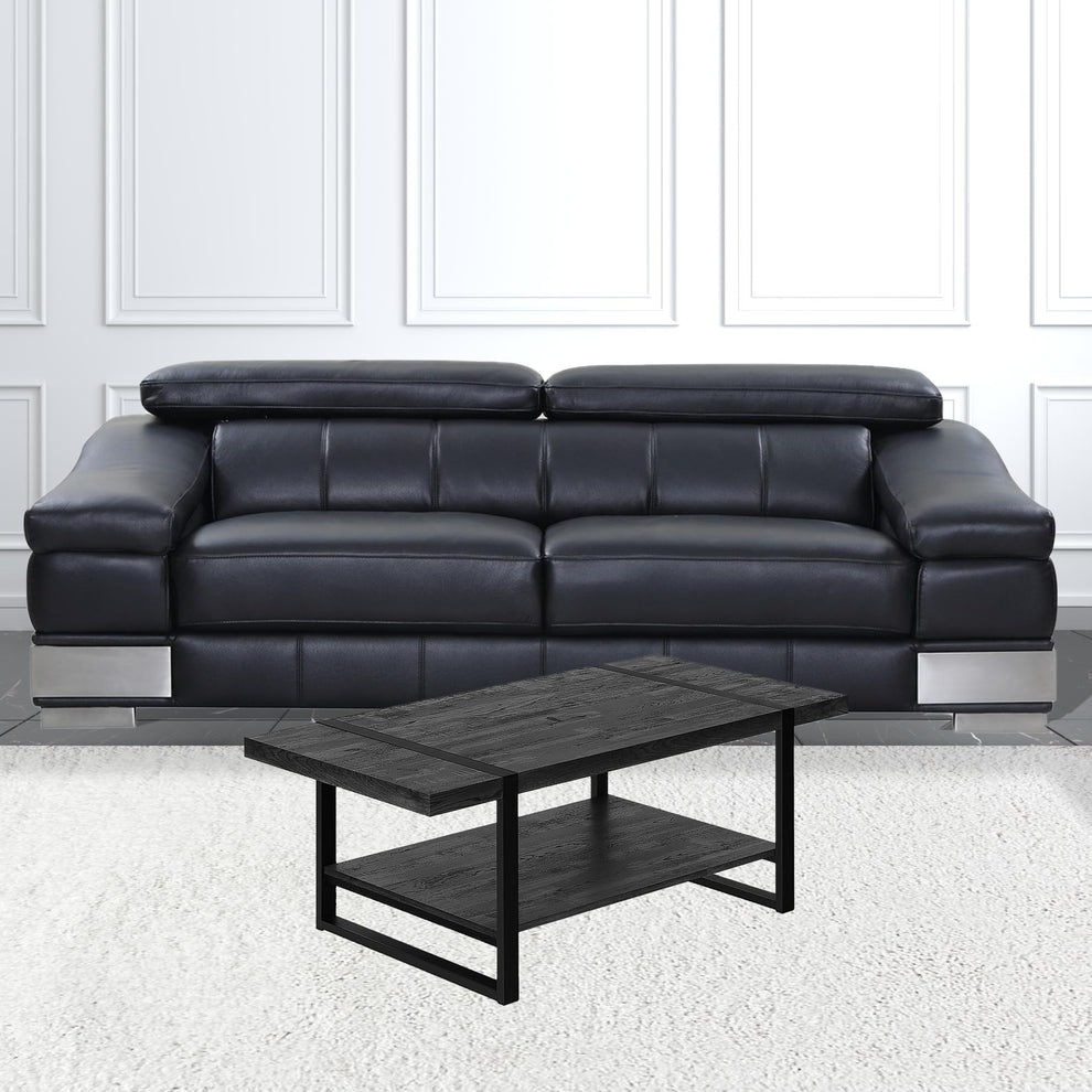 47" Black Rectangular Coffee Table With Shelf By Homeroots | Coffee Tables | Modishstore - 6
