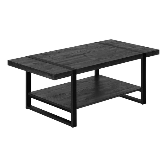 47" Black Rectangular Coffee Table With Shelf By Homeroots | Coffee Tables | Modishstore