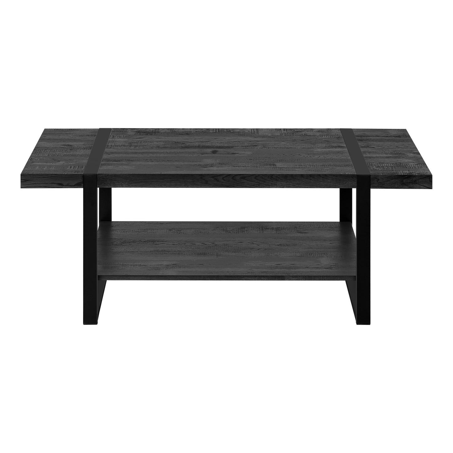47" Black Rectangular Coffee Table With Shelf By Homeroots | Coffee Tables | Modishstore - 2