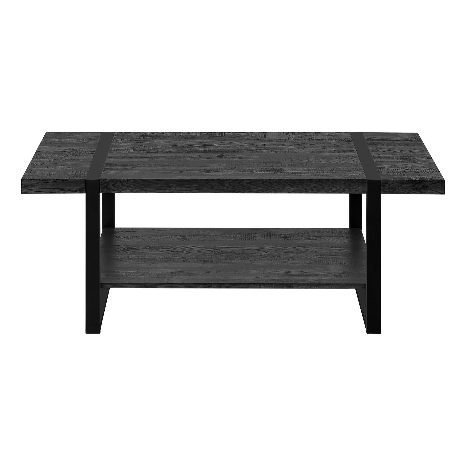 47" Black Rectangular Coffee Table With Shelf By Homeroots | Coffee Tables | Modishstore - 2
