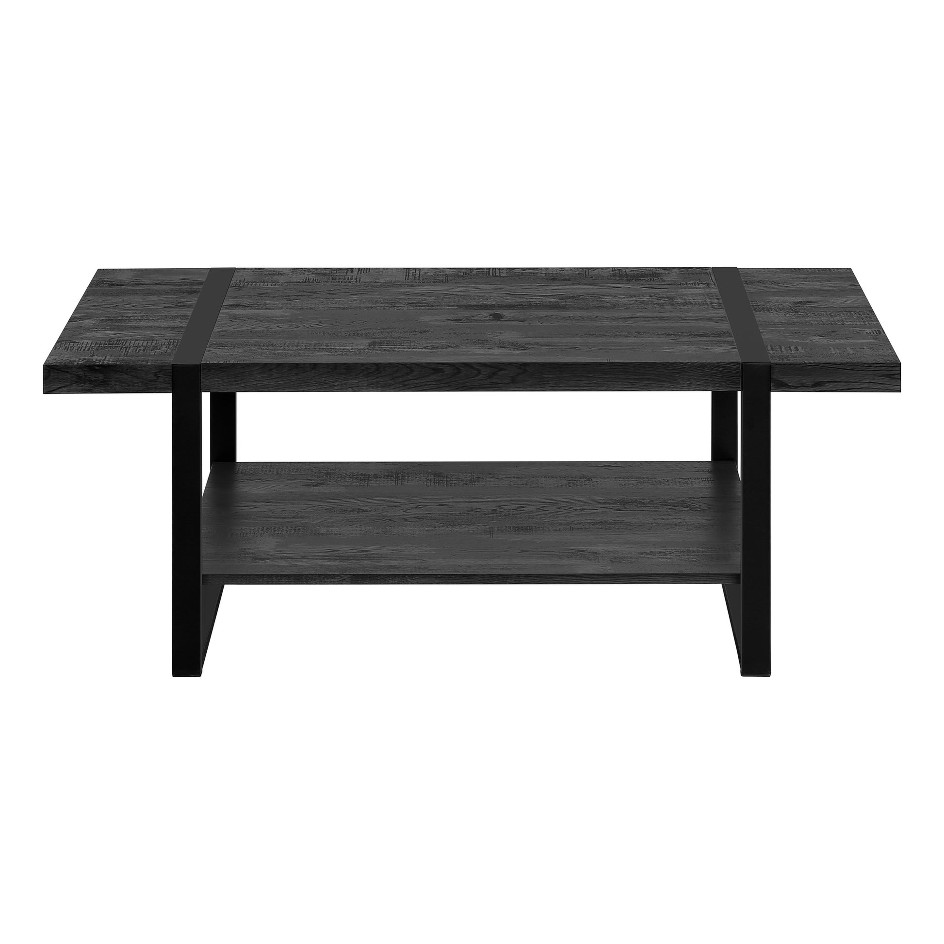 47" Black Rectangular Coffee Table With Shelf By Homeroots | Coffee Tables | Modishstore - 4