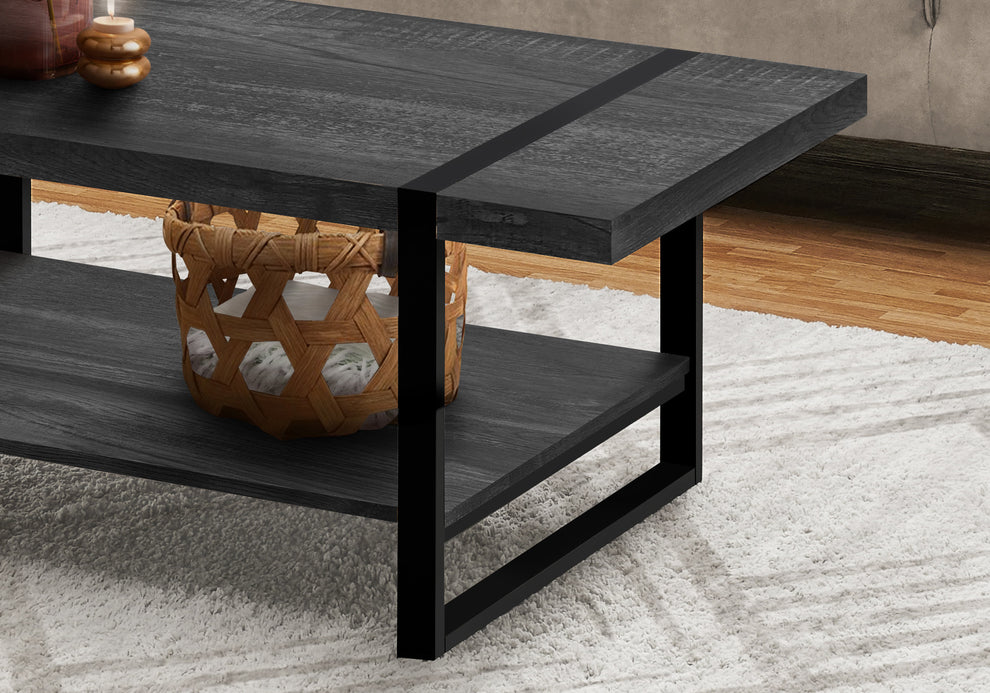 47" Black Rectangular Coffee Table With Shelf By Homeroots | Coffee Tables | Modishstore - 8