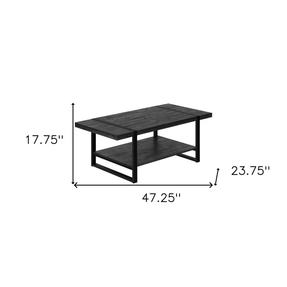 47" Black Rectangular Coffee Table With Shelf By Homeroots | Coffee Tables | Modishstore - 9
