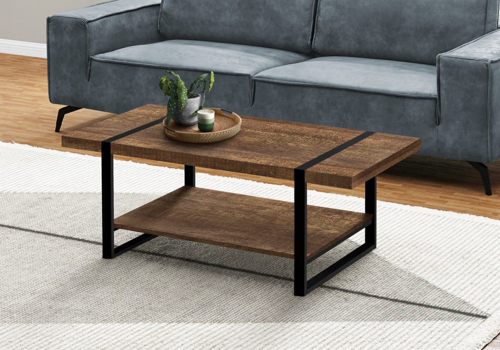 47" Brown And Black Rectangular Coffee Table With Shelf By Homeroots | Coffee Tables | Modishstore - 7