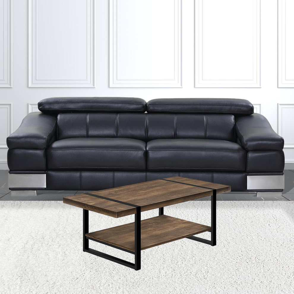 47" Brown And Black Rectangular Coffee Table With Shelf By Homeroots | Coffee Tables | Modishstore - 6