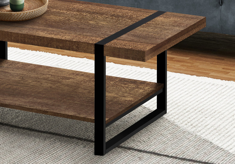 47" Brown And Black Rectangular Coffee Table With Shelf By Homeroots | Coffee Tables | Modishstore - 8