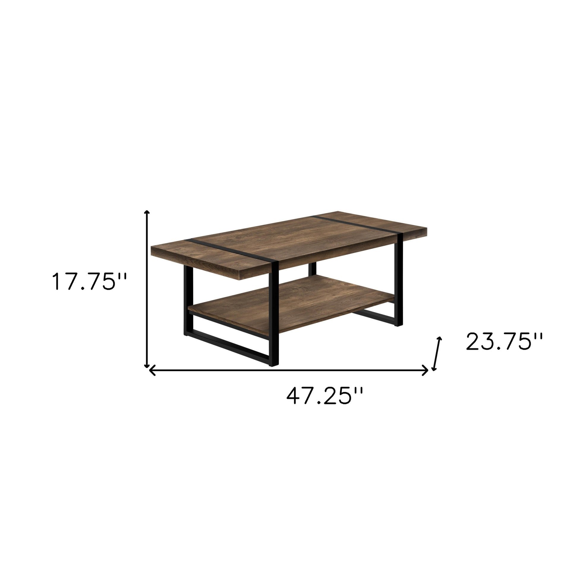 47" Brown And Black Rectangular Coffee Table With Shelf By Homeroots | Coffee Tables | Modishstore - 9