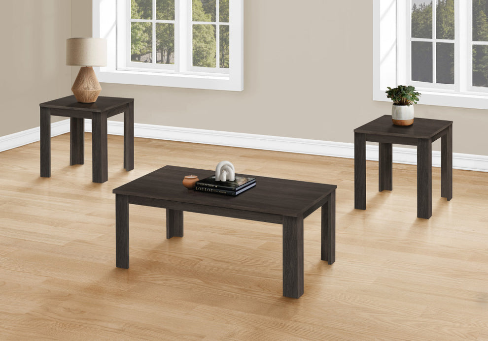 Set Of Three 44" Oak Rectangular Coffee Table By Homeroots | Coffee Tables | Modishstore - 3
