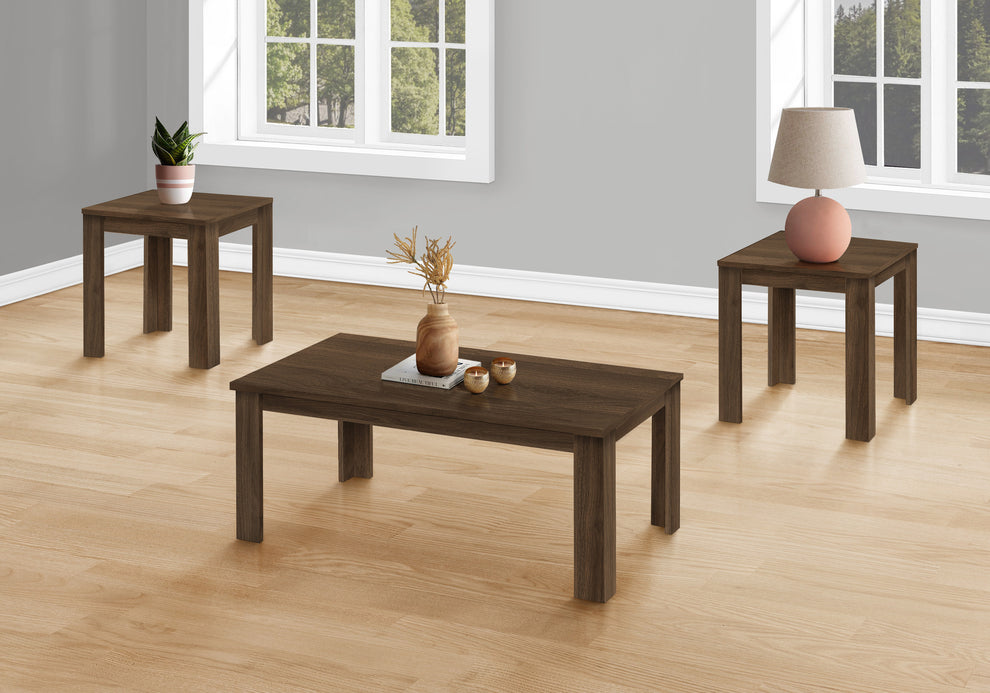 Set Of Three 44" Dark Brown Rectangular Coffee Table By Homeroots | Coffee Tables | Modishstore - 3