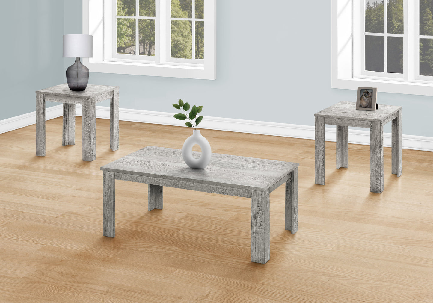 Set Of Three 44" Gray Rectangular Coffee Table By Homeroots | Coffee Tables | Modishstore - 4