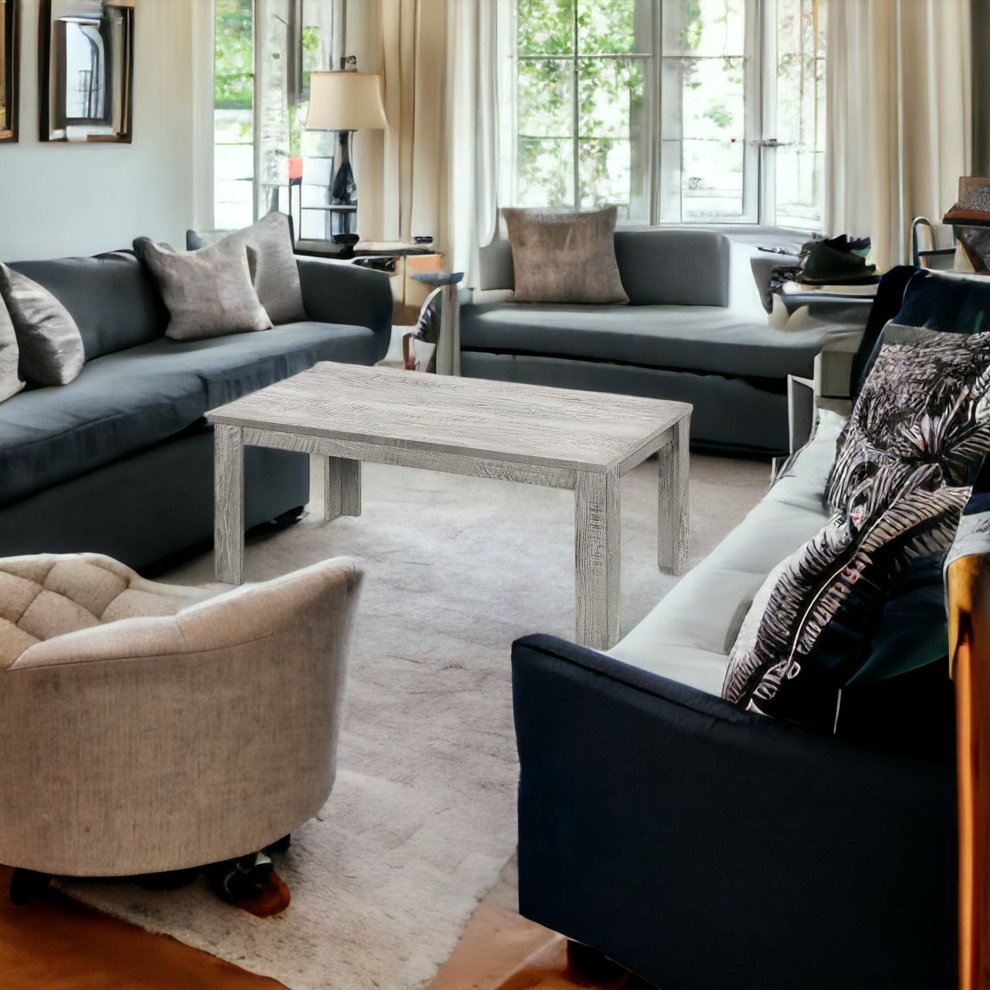 Set Of Three 44" Gray Rectangular Coffee Table By Homeroots | Coffee Tables | Modishstore - 7