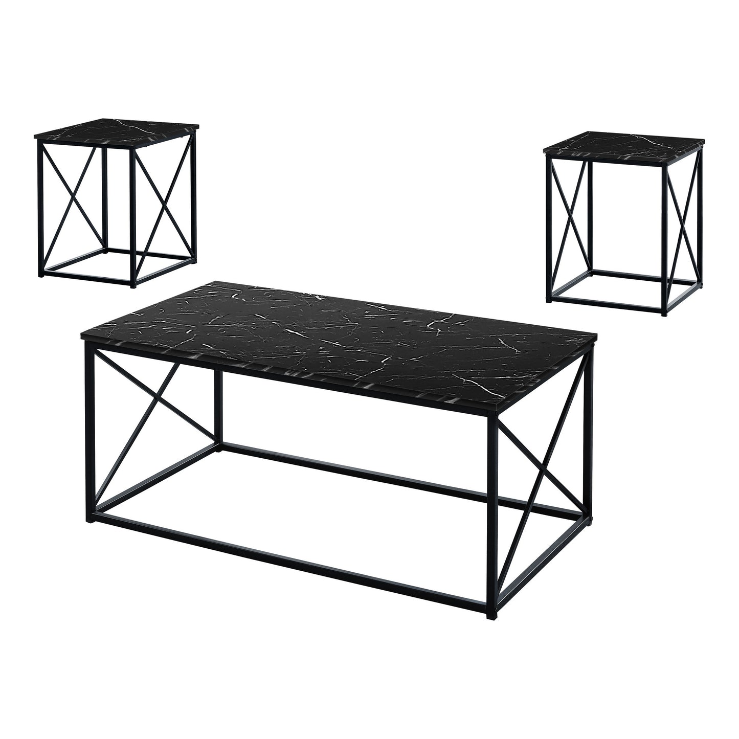 Set Of Three 42" Black Rectangular Coffee Table By Homeroots | Coffee Tables | Modishstore - 2