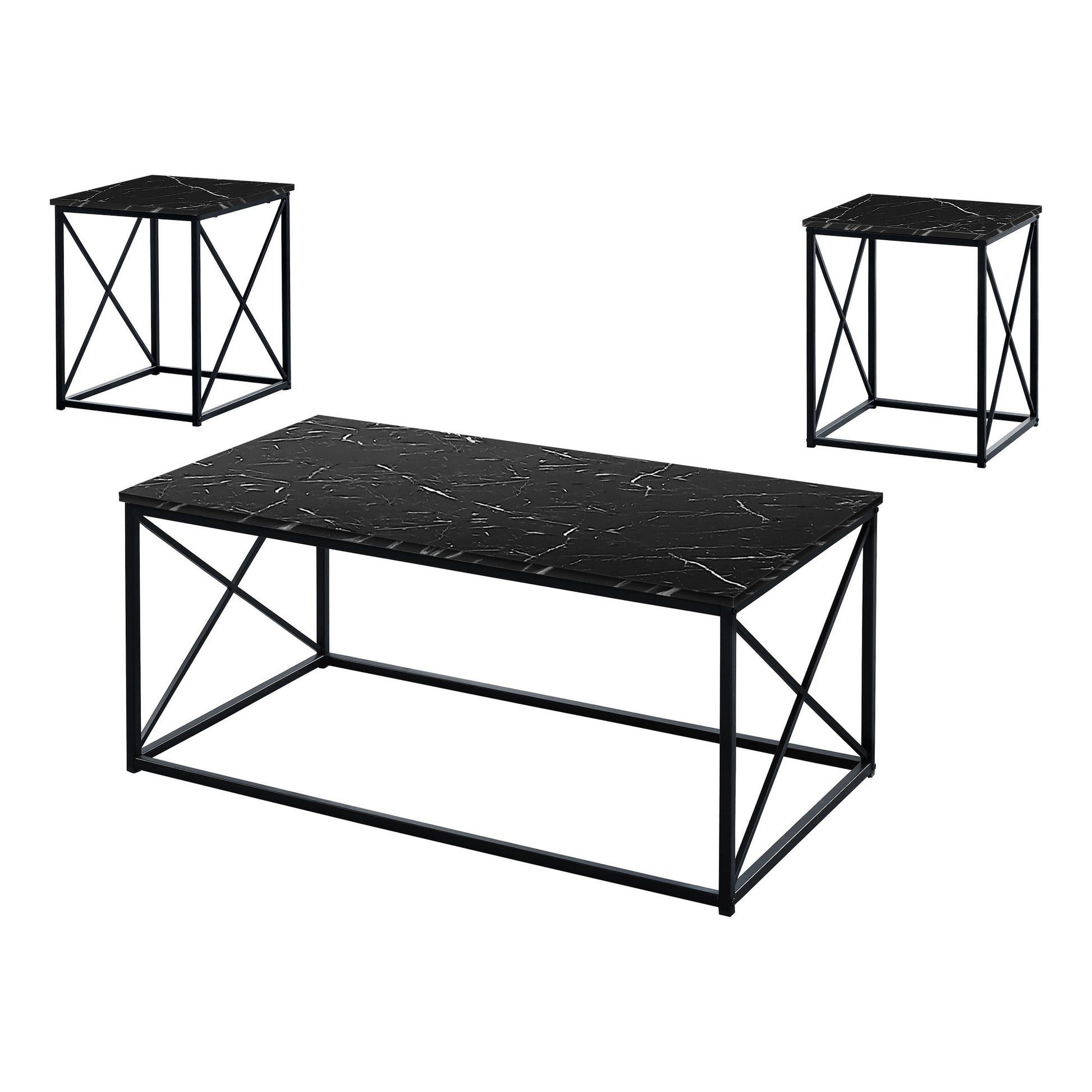 Set Of Three 42" Black Rectangular Coffee Table By Homeroots | Coffee Tables | Modishstore - 2