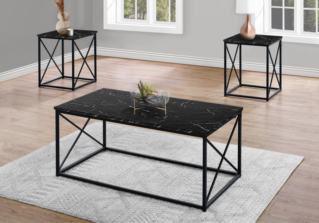 Set Of Three 42" Black Rectangular Coffee Table By Homeroots | Coffee Tables | Modishstore - 3