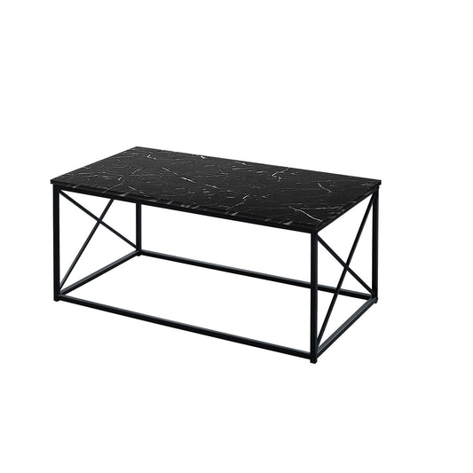 Set Of Three 42" Black Rectangular Coffee Table By Homeroots