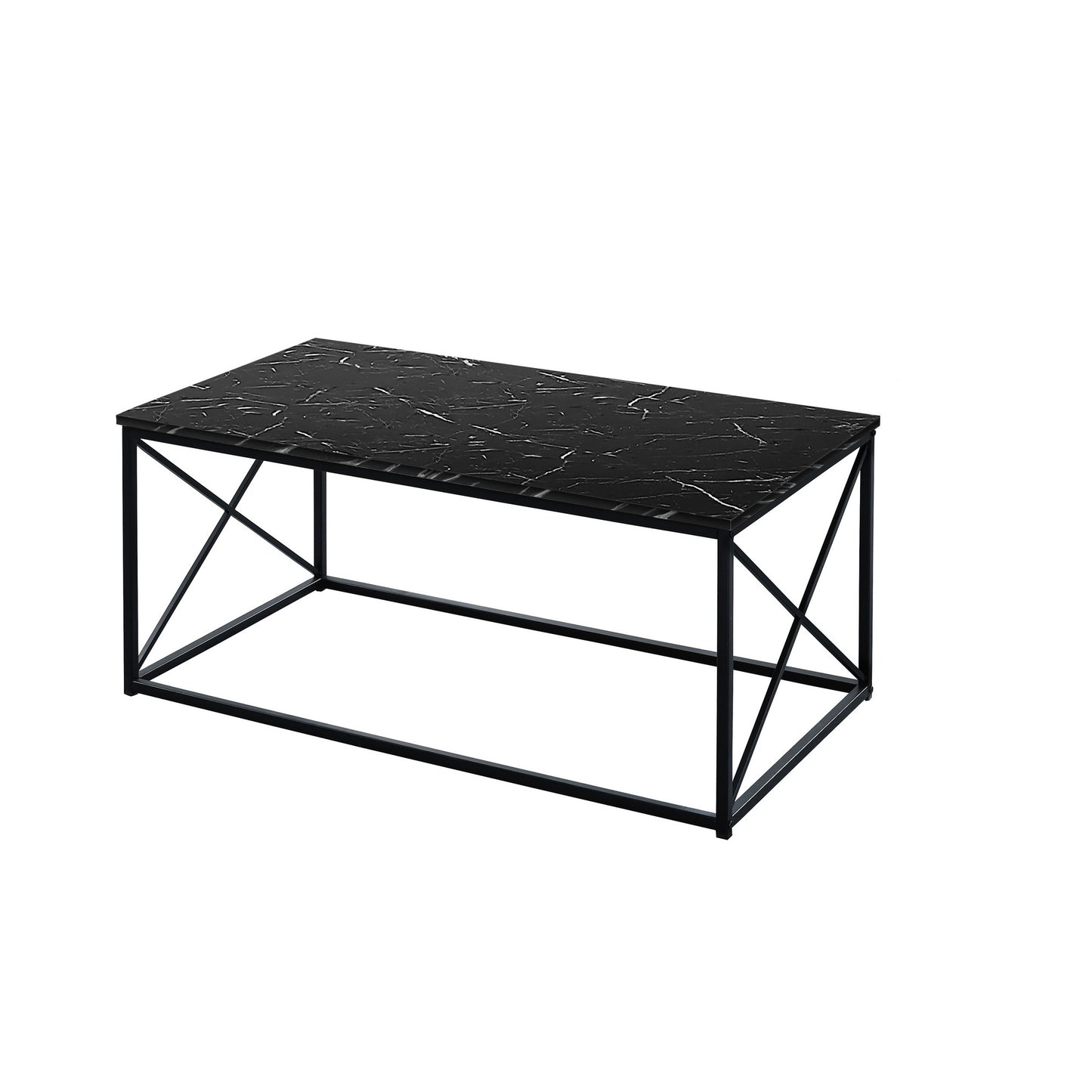 Set Of Three 42" Black Rectangular Coffee Table By Homeroots | Coffee Tables | Modishstore