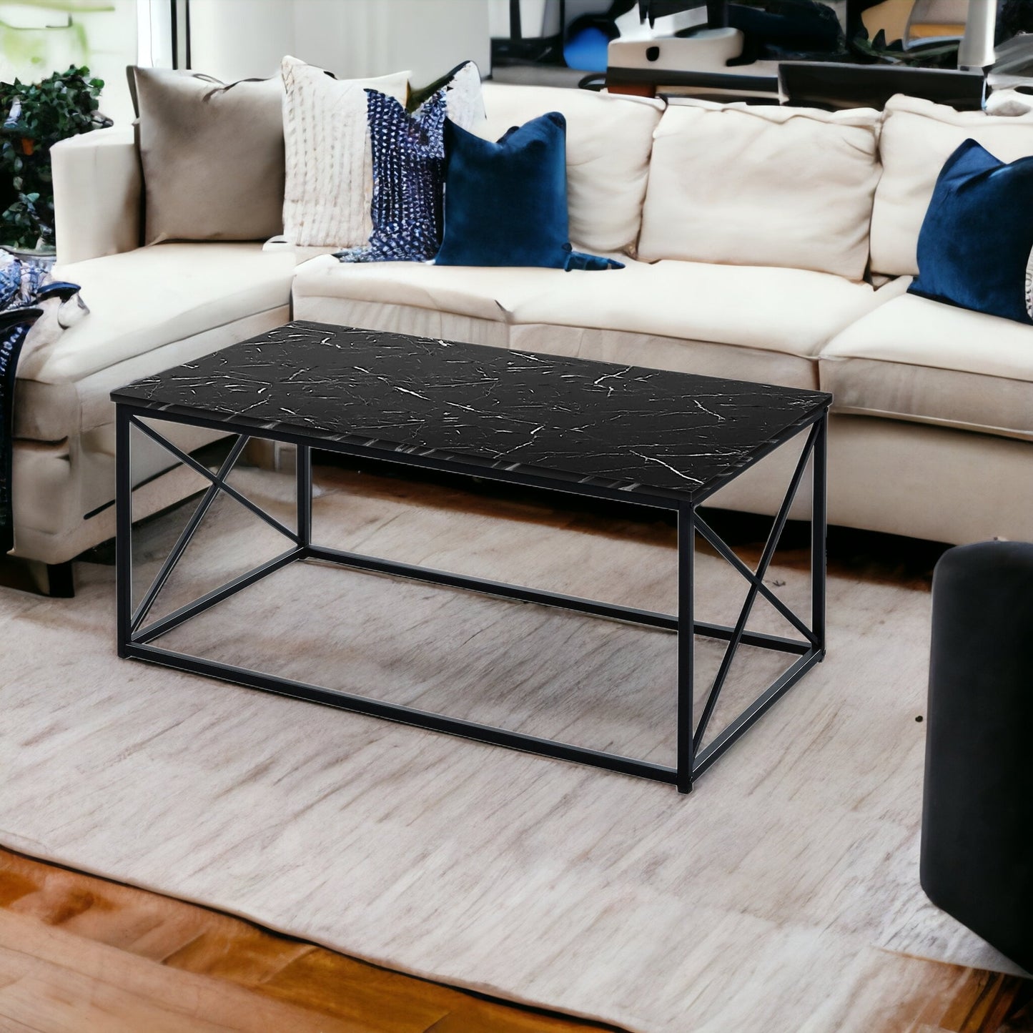 Set Of Three 42" Black Rectangular Coffee Table By Homeroots | Coffee Tables | Modishstore - 7