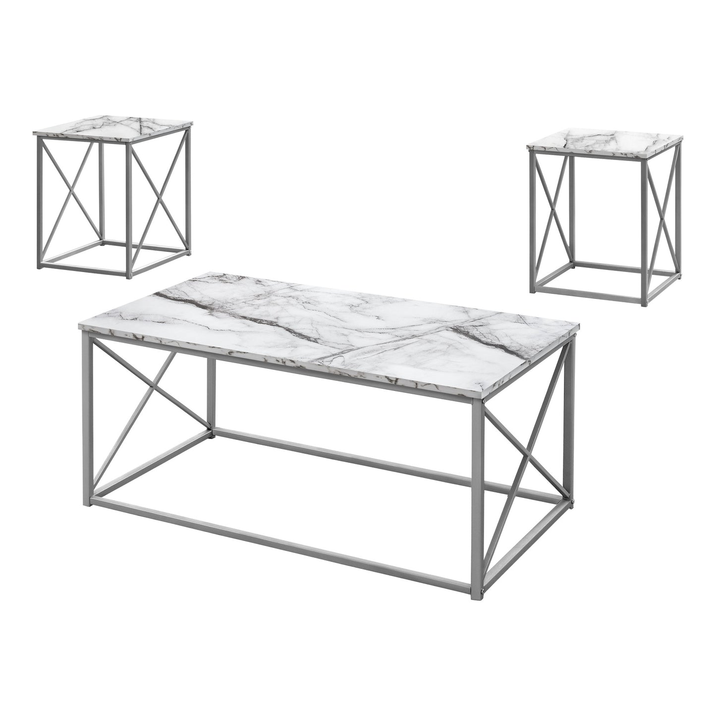 Set Of Three 42" White Rectangular Coffee Table By Homeroots