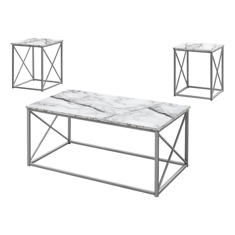 Set Of Three 42" White Rectangular Coffee Table By Homeroots | Coffee Tables | Modishstore - 2
