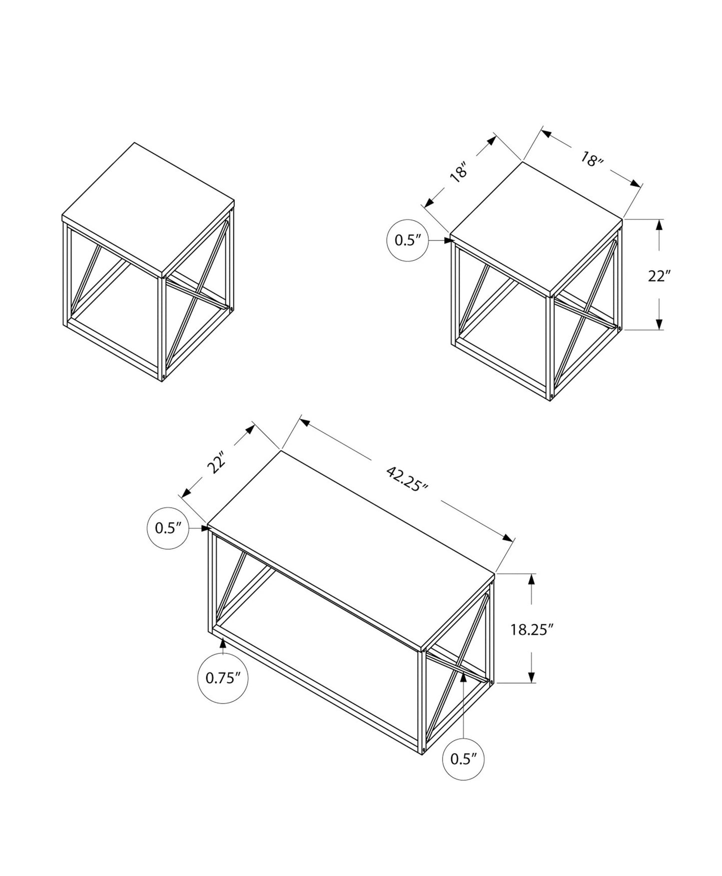 Set Of Three 42" White Rectangular Coffee Table By Homeroots | Coffee Tables | Modishstore - 5