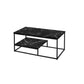 Set Of Three 42" Black Rectangular Coffee Table With Shelf By Homeroots