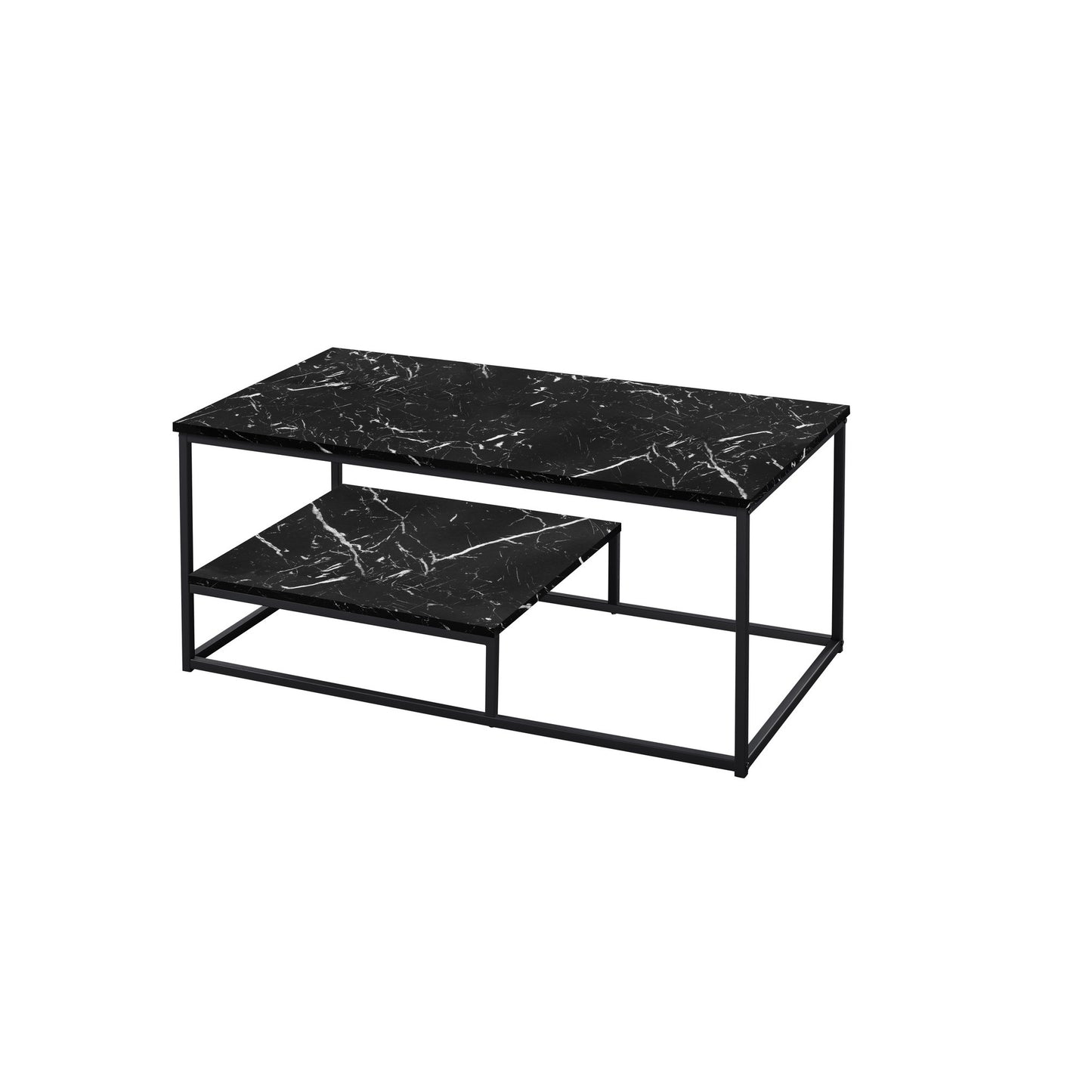 Set Of Three 42" Black Rectangular Coffee Table With Shelf By Homeroots | Coffee Tables | Modishstore