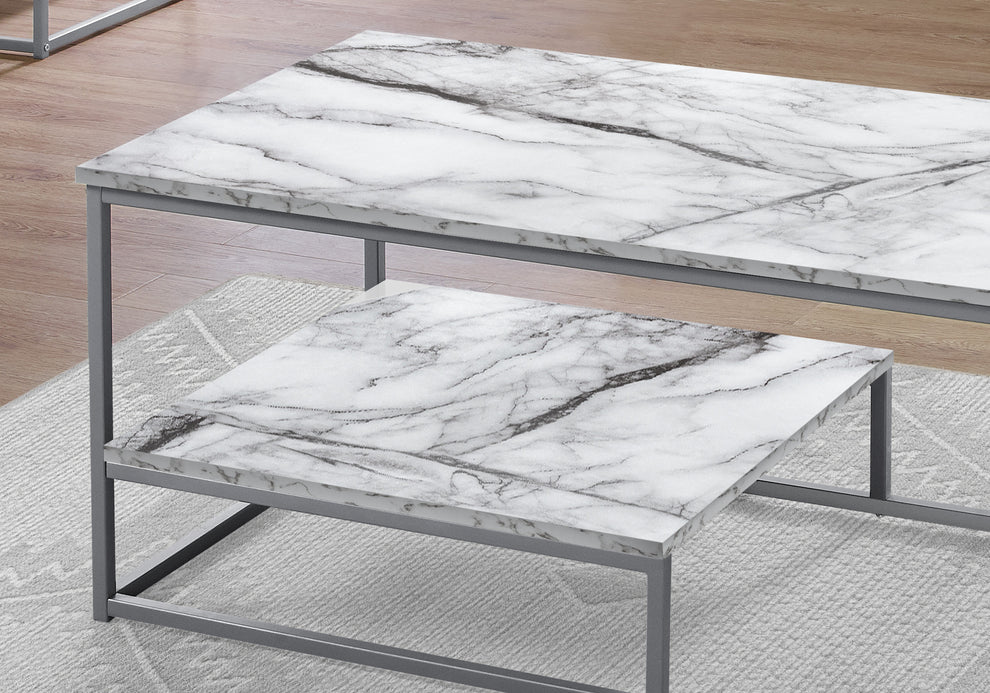 Set Of Three 42" White Rectangular Coffee Table With Shelf By Homeroots | Coffee Tables | Modishstore - 4