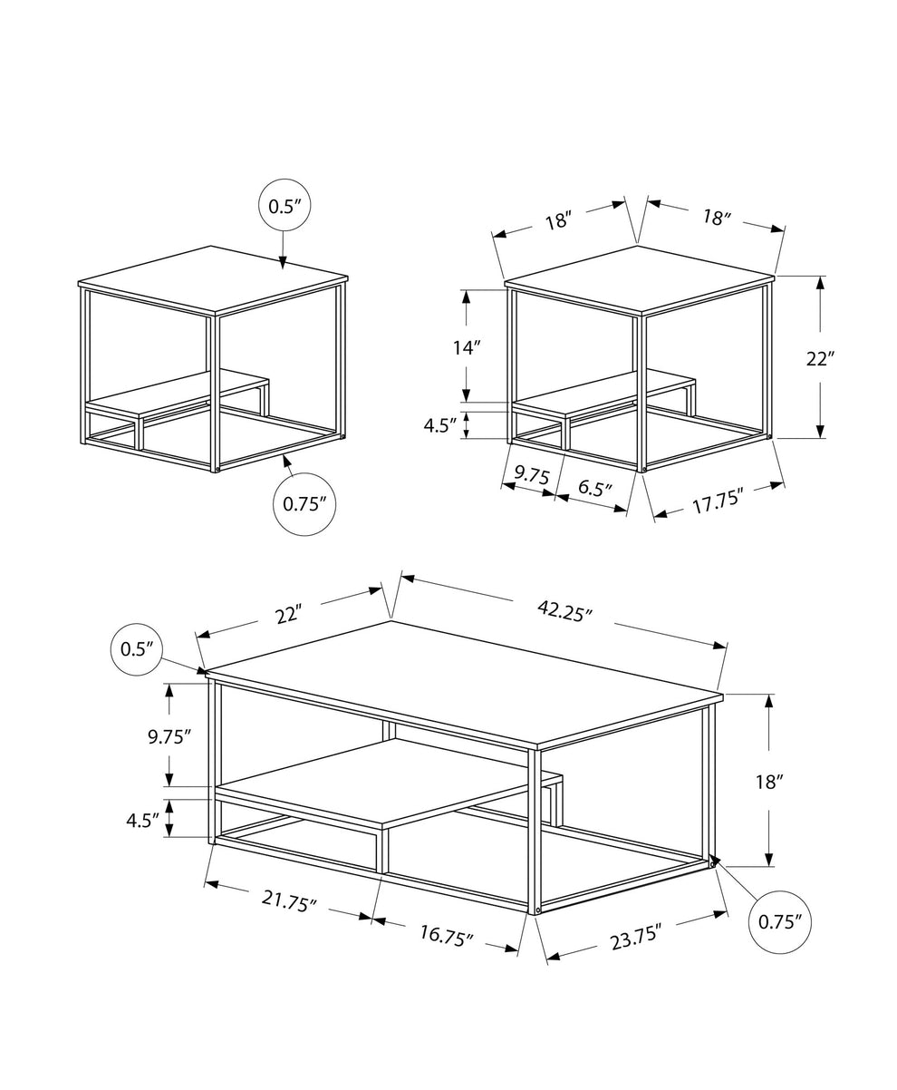 Set Of Three 42" White Rectangular Coffee Table With Shelf By Homeroots | Coffee Tables | Modishstore - 5