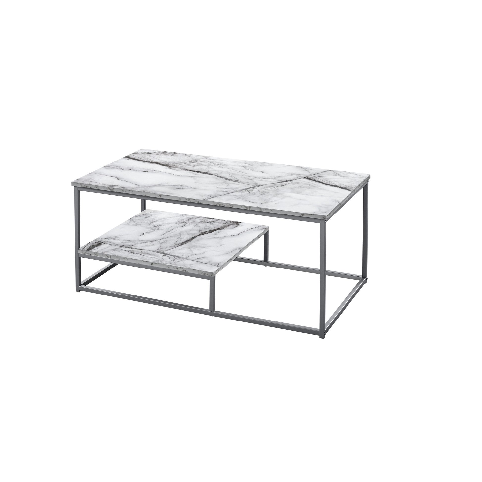 Set Of Three 42" White Rectangular Coffee Table With Shelf By Homeroots | Coffee Tables | Modishstore