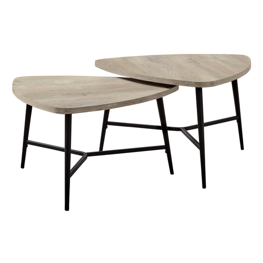 Set Of Two 33" Taupe And Black Triangle Nested Coffee Tables By Homeroots