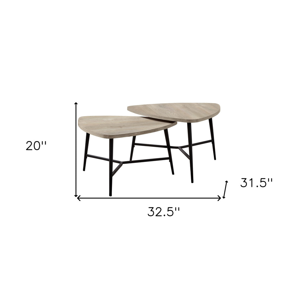 Set Of Two 33" Taupe And Black Triangle Nested Coffee Tables By Homeroots | Coffee Tables | Modishstore - 4