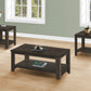 Set Of Three 42" Oak Rectangular Coffee Table With Three Shelves By Homeroots