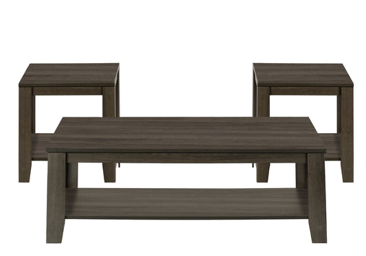 Set Of Three 42" Oak Rectangular Coffee Table With Three Shelves By Homeroots | Coffee Tables | Modishstore