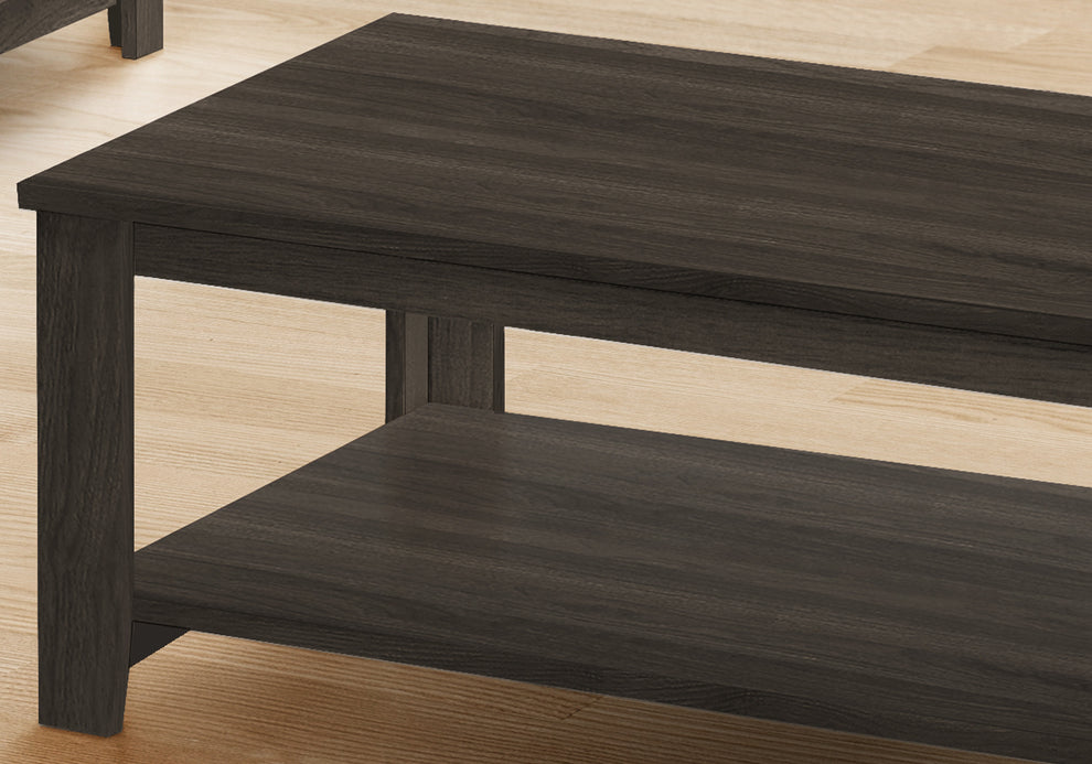 Set Of Three 42" Oak Rectangular Coffee Table With Three Shelves By Homeroots | Coffee Tables | Modishstore - 5