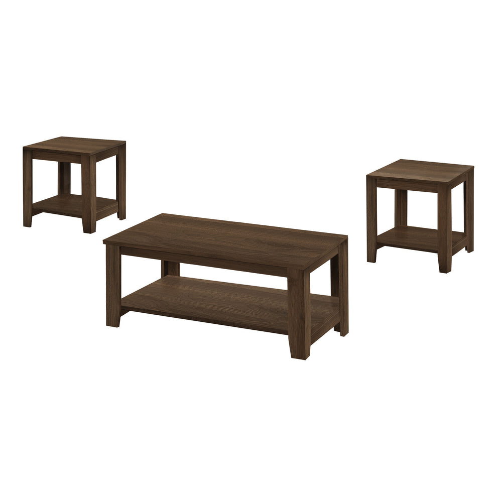 Set Of Three 42" Dark Brown Rectangular Coffee Table With Three Shelves By Homeroots | Coffee Tables | Modishstore - 2
