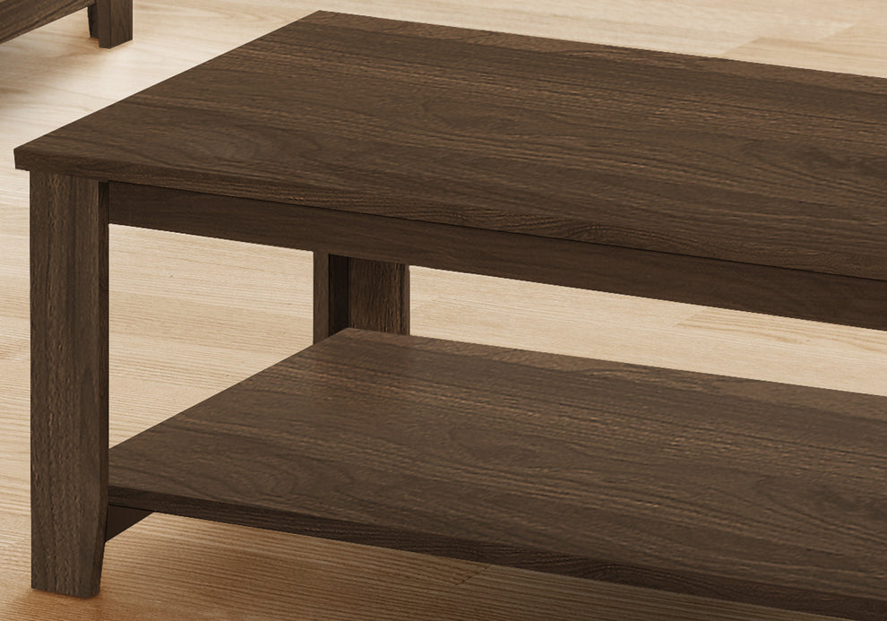 Set Of Three 42" Dark Brown Rectangular Coffee Table With Three Shelves By Homeroots | Coffee Tables | Modishstore - 3
