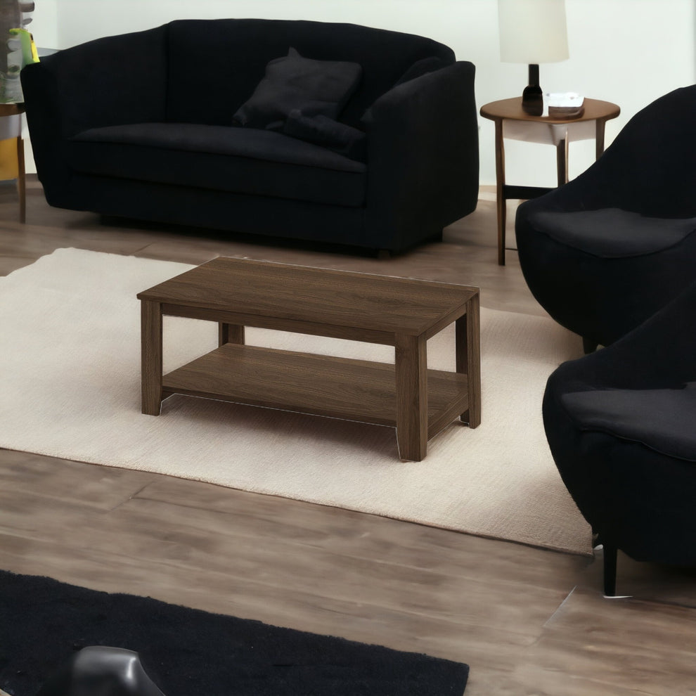 Set Of Three 42" Dark Brown Rectangular Coffee Table With Three Shelves By Homeroots | Coffee Tables | Modishstore - 7