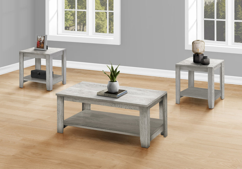 Set Of Three 42" Gray Rectangular Coffee Table With Three Shelves By Homeroots | Coffee Tables | Modishstore - 5