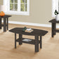 Set Of Three 36" Oak Rectangular Coffee Table With Three Shelves By Homeroots