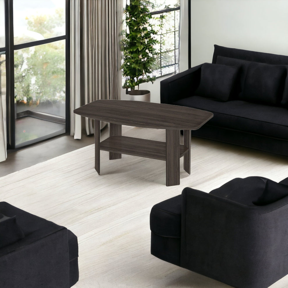 Set Of Three 36" Oak Rectangular Coffee Table With Three Shelves By Homeroots | Coffee Tables | Modishstore - 7