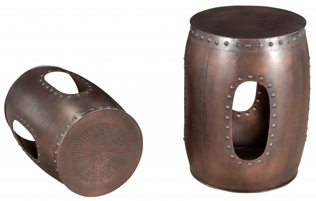 20" Copper Iron Round End Tables By Homeroots | End Tables | Modishstore