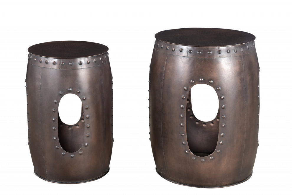 20" Copper Iron Round End Tables By Homeroots | End Tables | Modishstore - 3