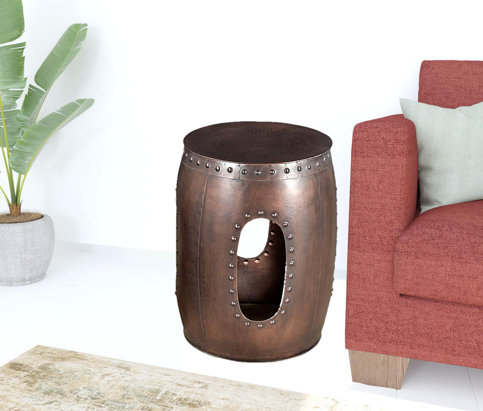 20" Copper Iron Round End Tables By Homeroots | End Tables | Modishstore - 2