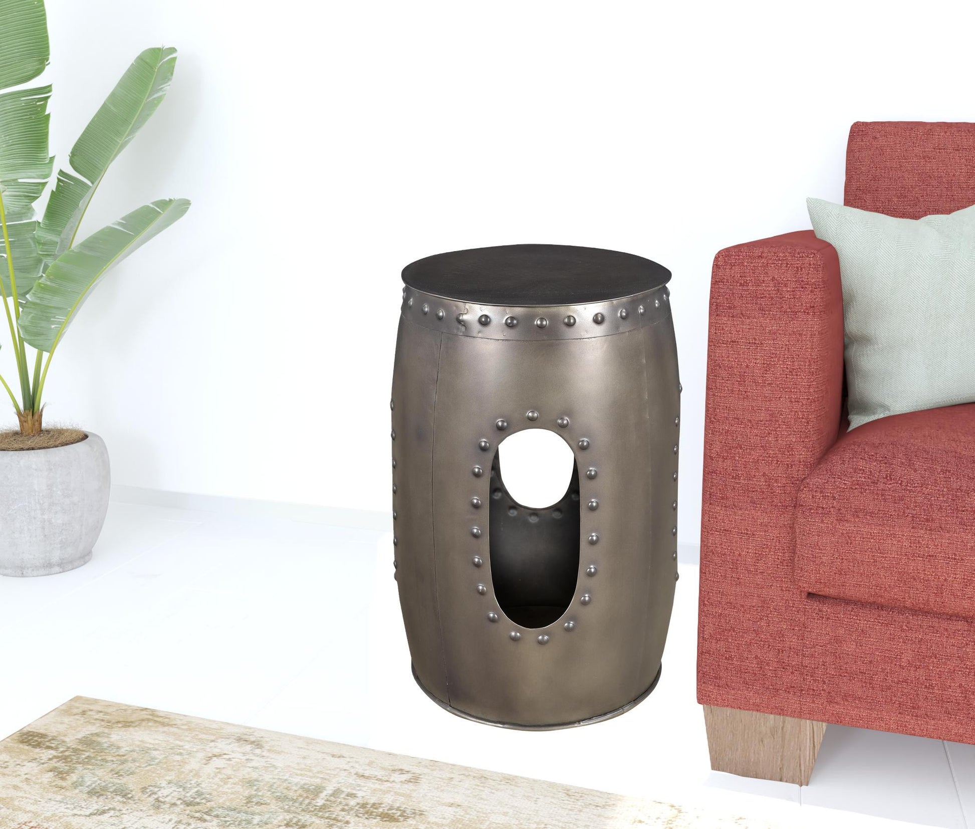 20" Nickel Iron Round End Table By Homeroots | End Tables | Modishstore - 2