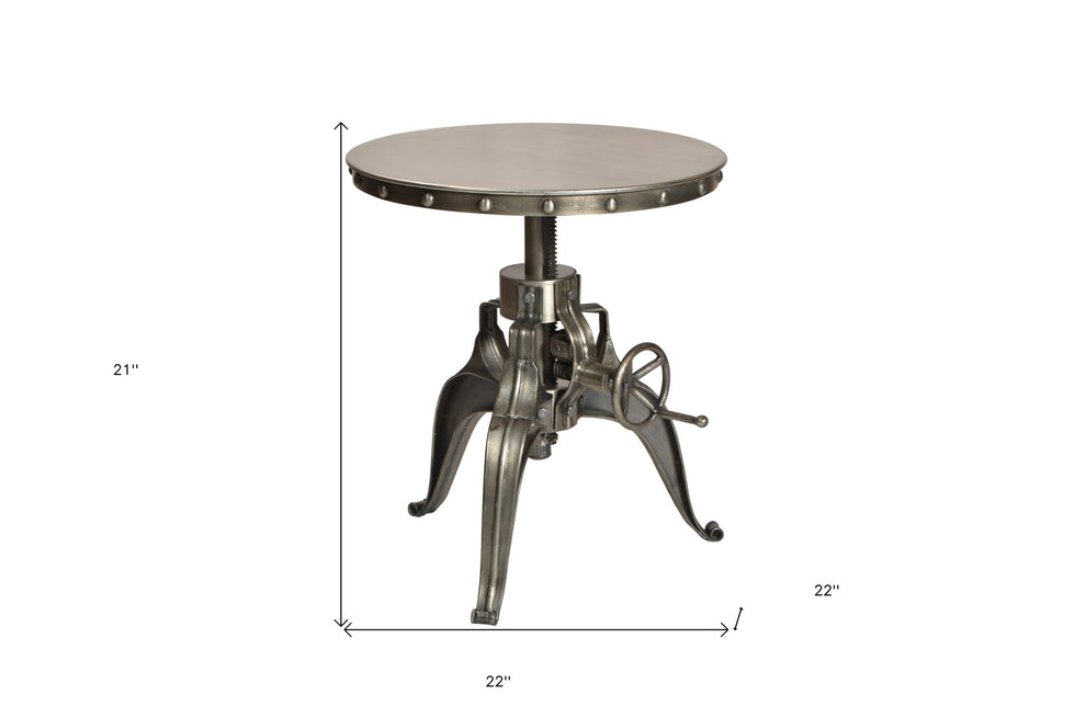 21" Silver Metal And Iron Round End Table By Homeroots | End Tables | Modishstore - 5