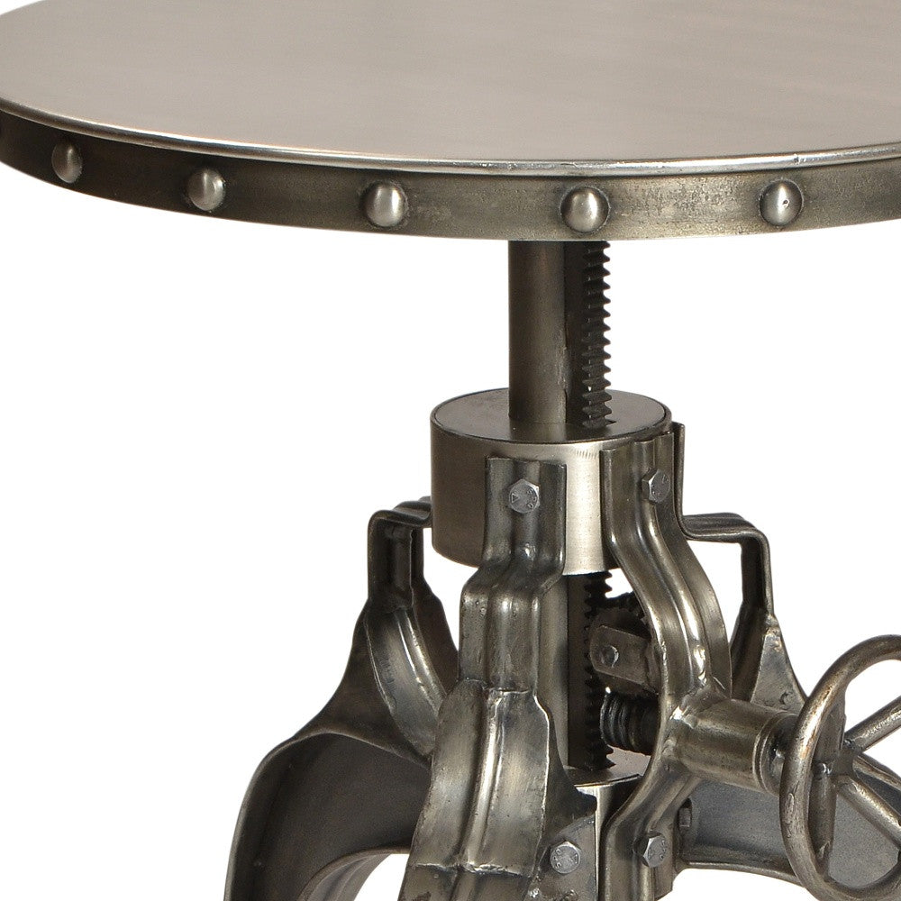 21" Silver Metal And Iron Round End Table By Homeroots